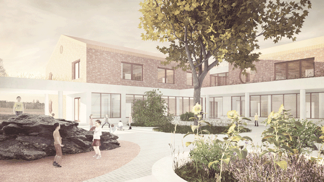 Schule zwischen Dorf und Landschaft